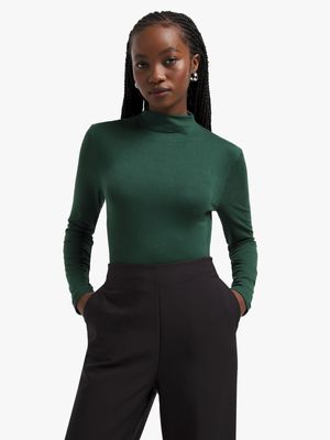 Women's Green Turtleneck Top