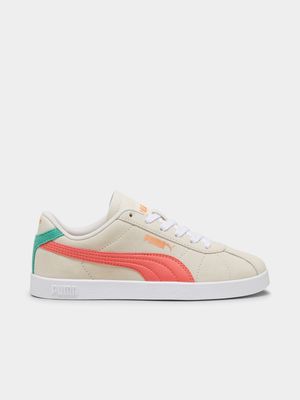 Junior Grade-School Puma Club 2 Beige/Peach/Green Sneakers