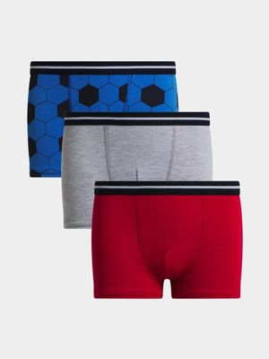 Jet Older Boys Multicolour 3 Pack Football Body Shorts