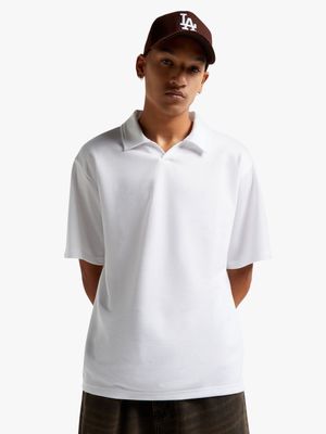 Men's White Open Collar Top