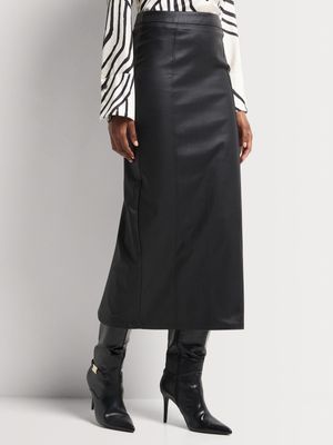 Coated Midi Pencil Skirt