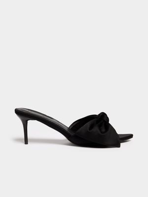 Women's Black Big Bow Heel