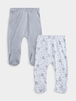 Jet Baby Grey Melange 2 Pack Love Mummy Leggings