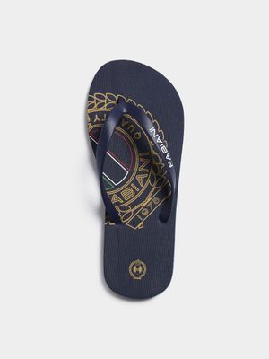 Fabiani Men's Navy Crest Flip Flop