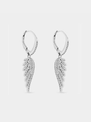 Cheté Sterling Silver Cubic Zirconia Angel Wing Drop Earrings