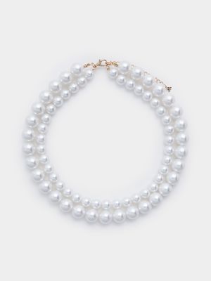 Double Layer Large Strings Pearls Chain