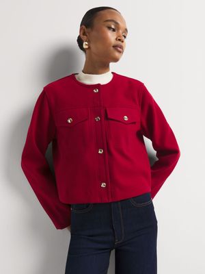 Collarless Cropped Shacket