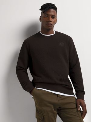 Fabiani Men's Honeycomb Chocolate Texture Crew Neck Sweater