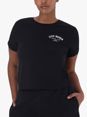 Women's Steve Madden Black Pamala Basic Logo T-Shirt