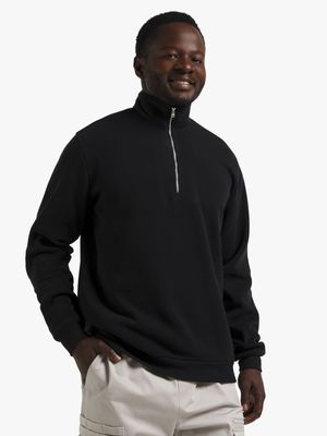 Men's Black Quarter Zip Sweat Top