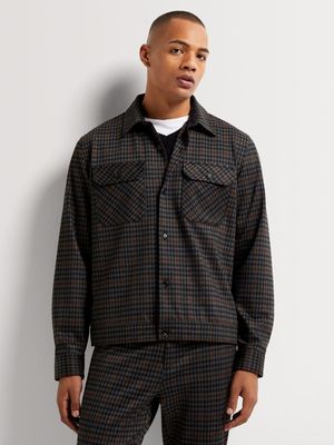 Men's Markham Smart Knitted Check Rust Shacket