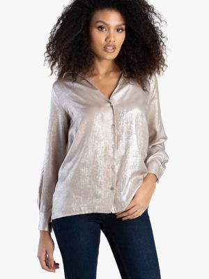 Women's Sissy Boy Gold Oversized Button Up Shirt