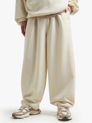 Men's Ecru Baggy Barrel Leg Joggers