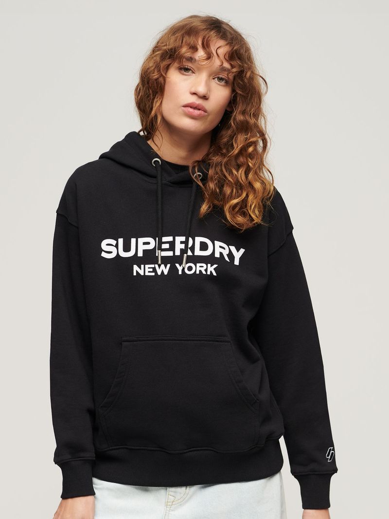 Women s Superdry Black Sport Luxe Hoodie Bash