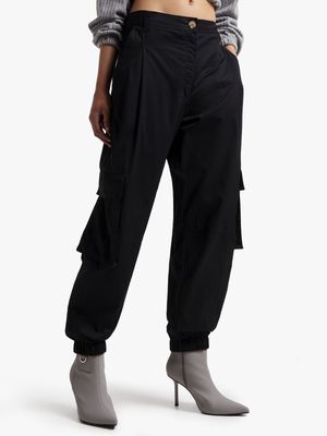 Women's Black Relaxed Utility Pants