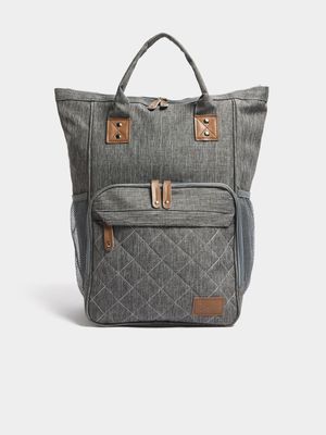 Jet Infant Grey Chevron Quilt Backpack