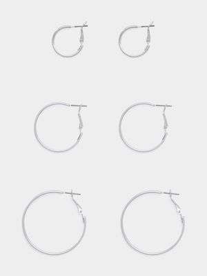 Jet Women's Silver 3 Pack Core Ear Rings