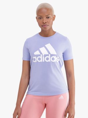 Womens adidas Badge of Sport Logo Blue Tee