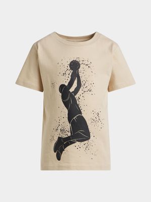 Jet Younger Boys Cream Graphic T-Shirt