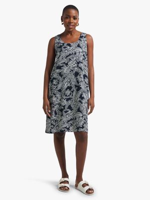 Jet Women's Navy/White Paisley Easy Vest Dress