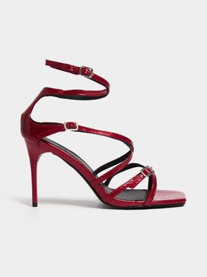 Women's Red Multi Strap Heel