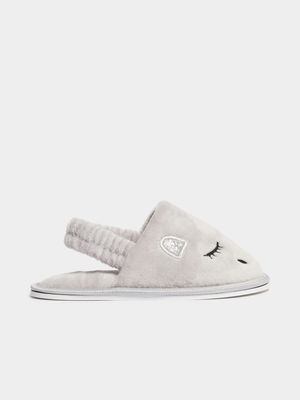 Jet Toddler Girls Grey Eyelash Mule Slippers