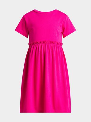 Younger Girl's Bright Pink Skater Dress