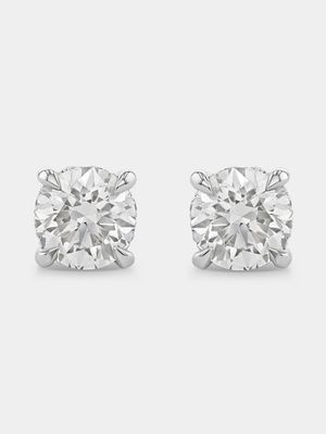 White Gold 1ct Lab Grown Diamond Solitaire Stud Earrings