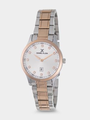 Daniel Klein Rose Plated Silver Tone Dial Two-Tone Bracelet Watch