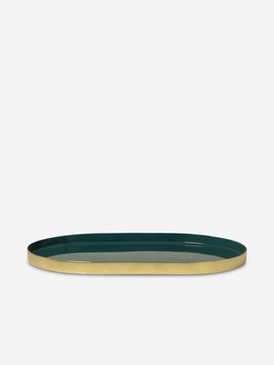 Tray Gold with Teal Enamel 19.5 x 30cm