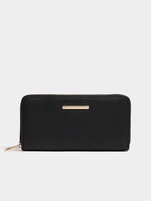 Women's Black Double Zip Around Purse