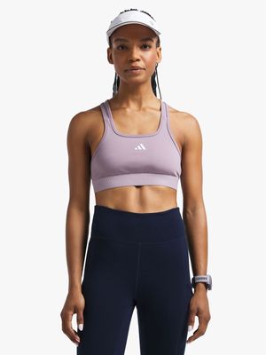 Womens adidas Power Medium Support Mauve Sports Bra