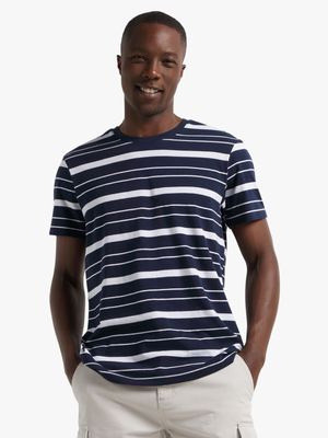 Men's Navy & White Striped T-Shirt