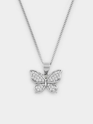 Sterling Silver Cubic Zirconia Butterfly Pendant