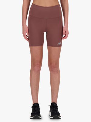 Womens New Balance 6 Inch Mauve Short Tights