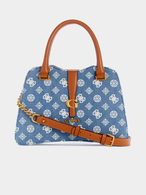 Women's Guess Blue Kuba Satchel Bag