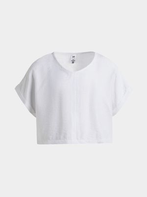 Jet Younger Girls White Soft Woven Top