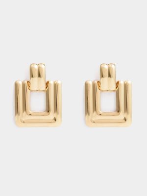 Women's Gold Square Earrings