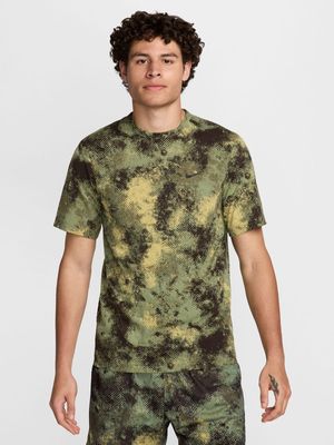 Mens Nike Dri-Fit Hyverse Camo Khaki Short Sleeve Top