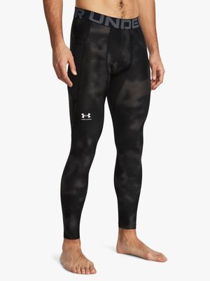 Mens Under Armour HeatGear® Armour All Over Print Black/Grey Base Tights