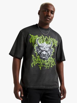 Men's Grey Skull Graphic Top