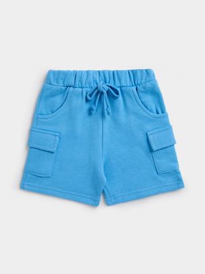 Jet Toddler Boys Mid Blue Cargo Fleece Shorts