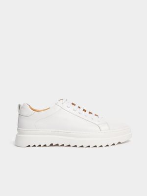 Fabiani Men's Ridged Platform Sole White Court