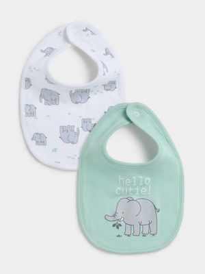 Jet Baby Harbor Gray 2 Pack Elephants Bibs