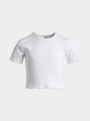 Jet Older Girls White Shrunken T-Shirt