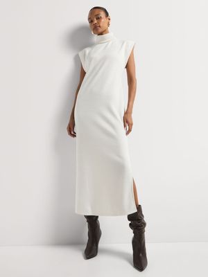 Highneck Cap Sleeve Column Dress