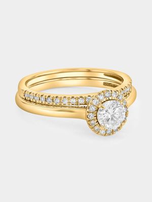 Yellow Gold 0.7ct Lab Grown Diamond Round Halo Twinset Ring