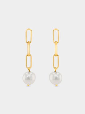 Sterling Silver Womens Baroque Pearl Drop Earring