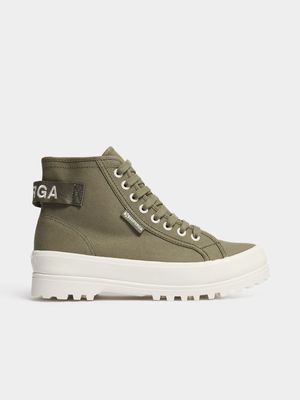 Womens Superga Alphina Hi-Top Green Safari Boots