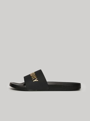 Men's Superdry Black Logo Vegan Pool Slides